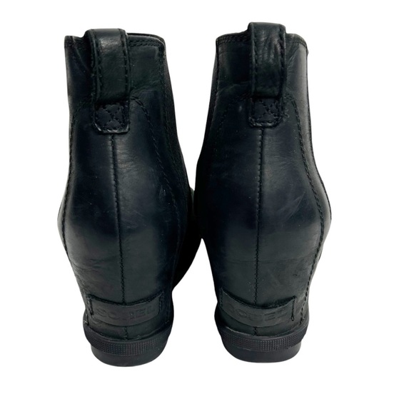 SOREL Joan of Arctic Women's Size 9.5 Black Brushed Leather Wedge Bootie - Picture 3 of 8